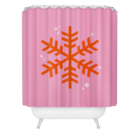 Daily Regina Designs Christmas Print Snowflake Pink Shower Curtain