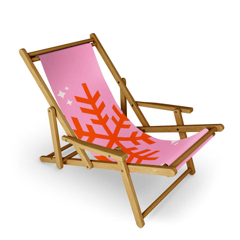 Daily Regina Designs Christmas Print Snowflake Pink Sling Chair