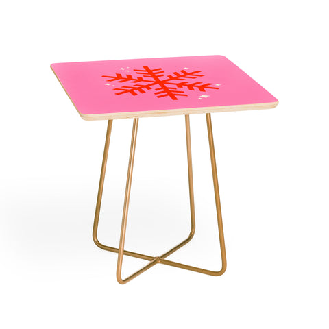 Daily Regina Designs Christmas Print Snowflake Pink Side Table