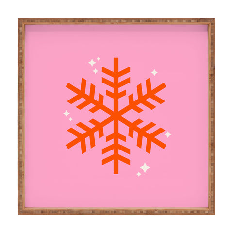 Daily Regina Designs Christmas Print Snowflake Pink Square Tray