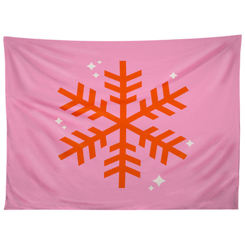 Daily Regina Designs Christmas Print Snowflake Pink Tapestry