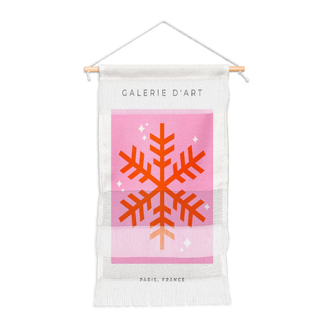 Daily Regina Designs Christmas Print Snowflake Pink Wall Hanging Portrait
