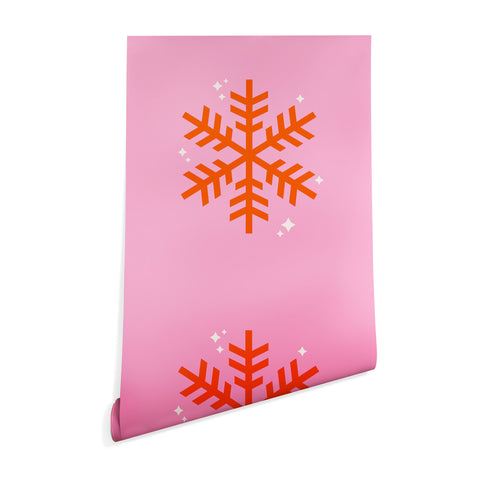 Daily Regina Designs Christmas Print Snowflake Pink Wallpaper