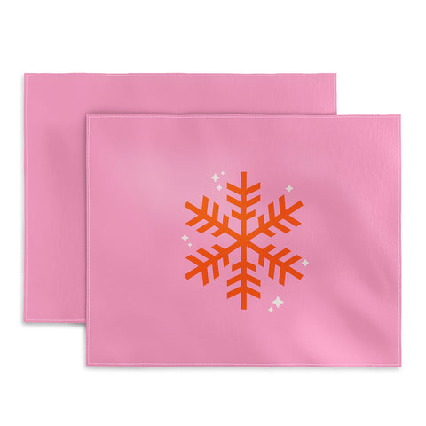 Daily Regina Designs Christmas Print Snowflake Pink Placemat