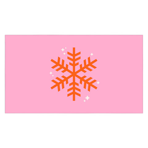 Daily Regina Designs Christmas Print Snowflake Pink Tablecloth