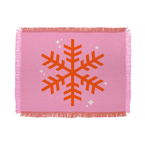 Daily Regina Designs Christmas Print Snowflake Pink Throw Blanket