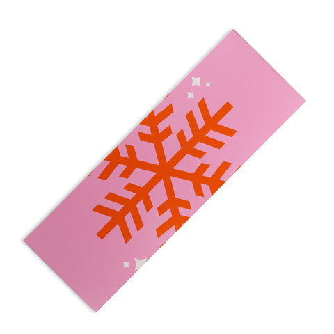 Daily Regina Designs Christmas Print Snowflake Pink Yoga Mat