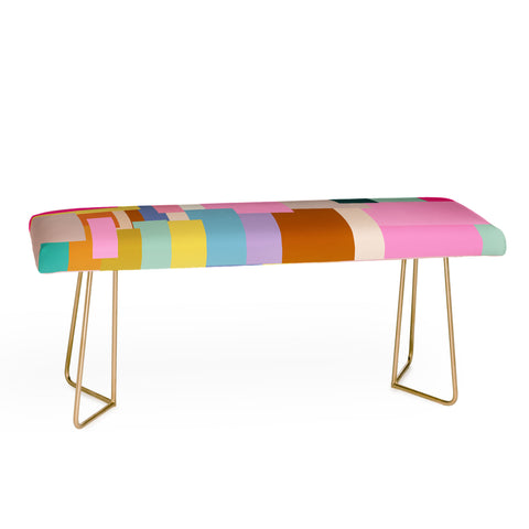 Daily Regina Designs Color Block Print Mid Century Bench