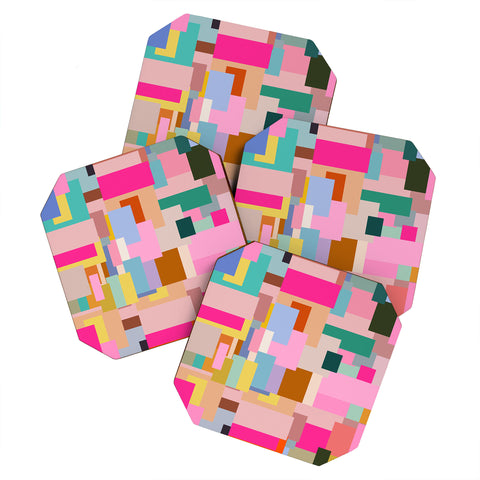 Daily Regina Designs Color Block Print Mid Century Coaster Set