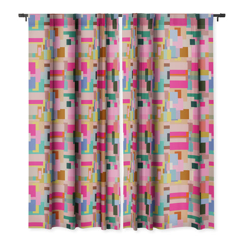 Daily Regina Designs Color Block Print Mid Century Blackout Window Curtain