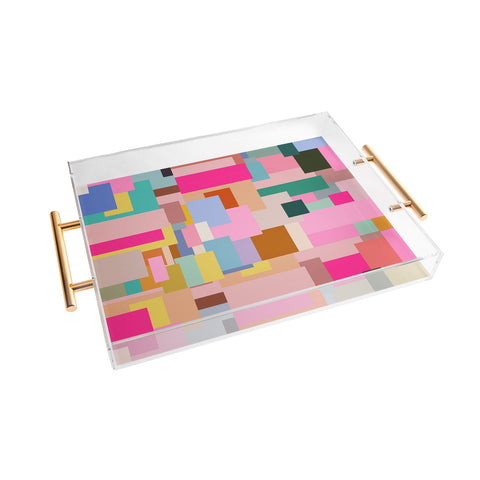 Daily Regina Designs Color Block Print Mid Century Acrylic Tray