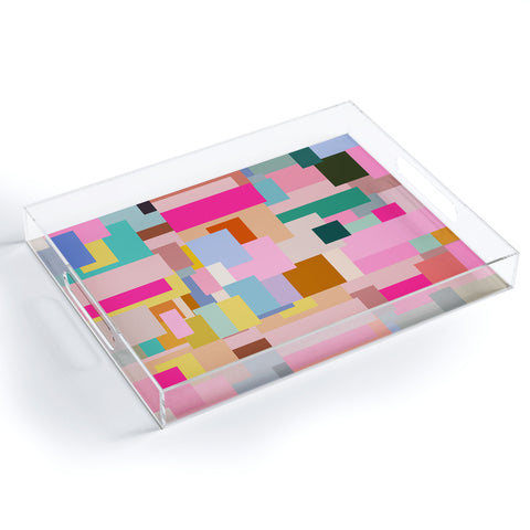 Daily Regina Designs Color Block Print Mid Century Acrylic Tray