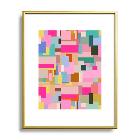 Daily Regina Designs Color Block Print Mid Century Metal Framed Art Print