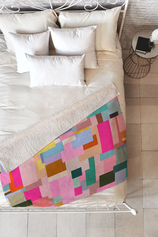 Daily Regina Designs Color Block Print Mid Century Fleece Throw Blanket
