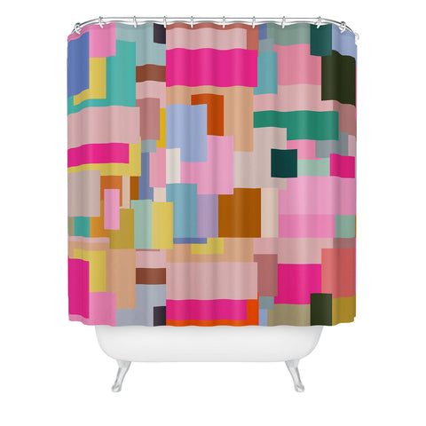 Daily Regina Designs Color Block Print Mid Century Shower Curtain
