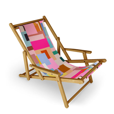 Daily Regina Designs Color Block Print Mid Century Sling Chair