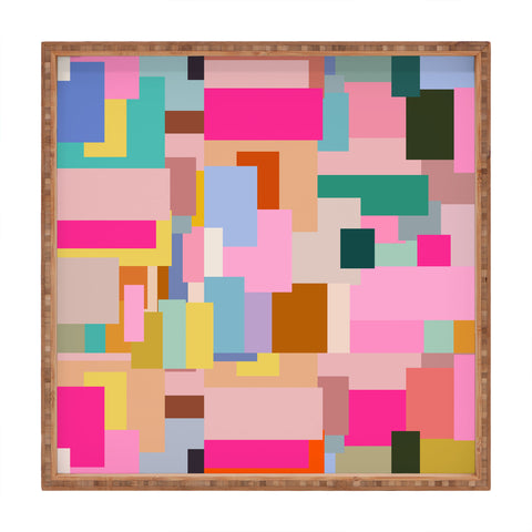 Daily Regina Designs Color Block Print Mid Century Square Tray