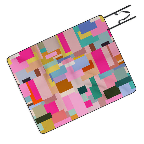 Daily Regina Designs Color Block Print Mid Century Picnic Blanket