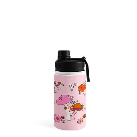 Daily Regina Designs Colorful Mushrooms And Flowers Water Bottle
