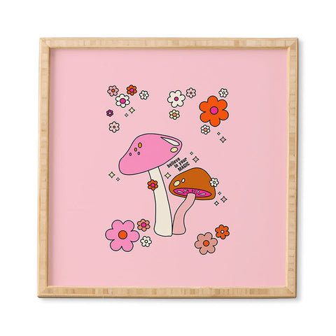 Daily Regina Designs Colorful Mushrooms And Flowers Framed Wall Art