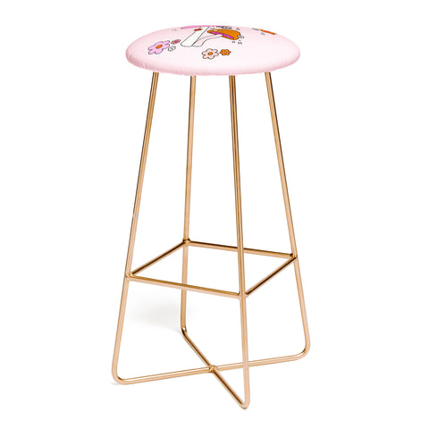 Daily Regina Designs Colorful Mushrooms And Flowers Bar Stool