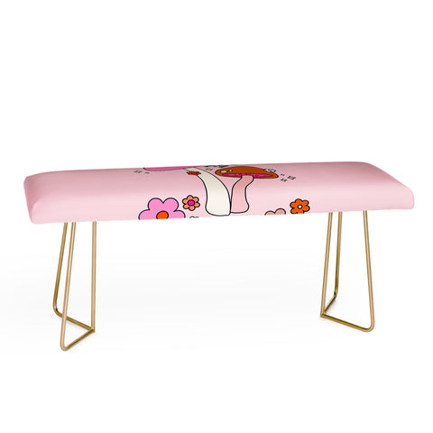Daily Regina Designs Colorful Mushrooms And Flowers Bench