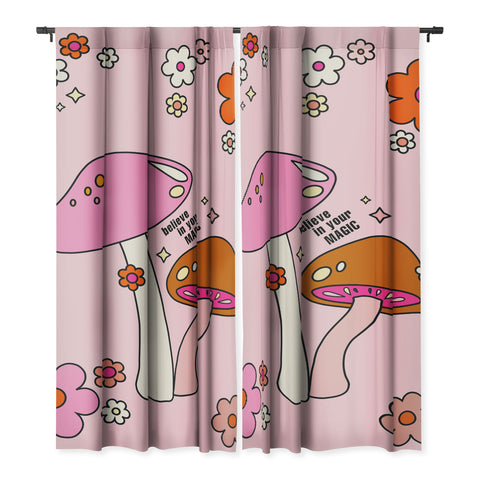 Daily Regina Designs Colorful Mushrooms And Flowers Blackout Non Repeat