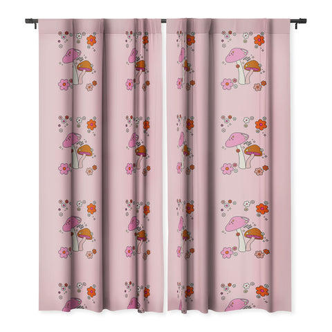 Daily Regina Designs Colorful Mushrooms And Flowers Blackout Window Curtain