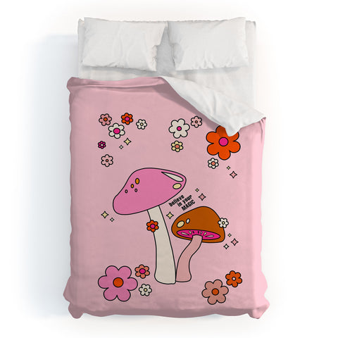 Daily Regina Designs Colorful Mushrooms And Flowers Duvet Cover