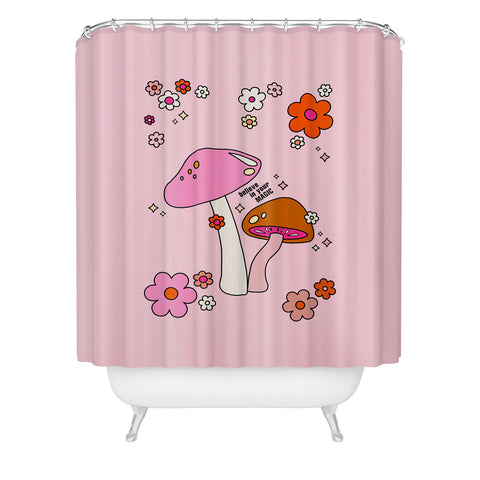 Daily Regina Designs Colorful Mushrooms And Flowers Shower Curtain