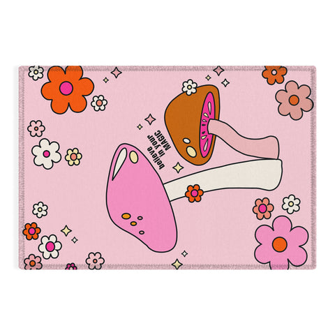 Daily Regina Designs Colorful Mushrooms And Flowers Outdoor Rug