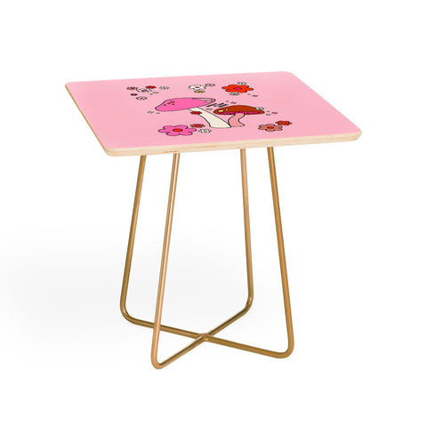 Daily Regina Designs Colorful Mushrooms And Flowers Side Table
