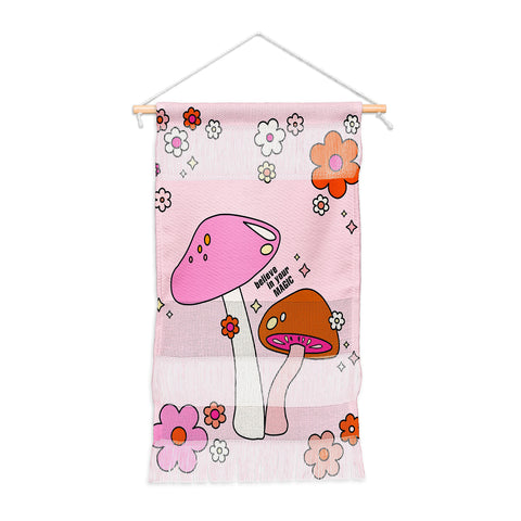 Daily Regina Designs Colorful Mushrooms And Flowers Wall Hanging Portrait