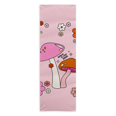 Daily Regina Designs Colorful Mushrooms And Flowers Yoga Towel