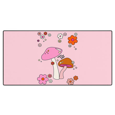 Daily Regina Designs Colorful Mushrooms And Flowers Desk Mat