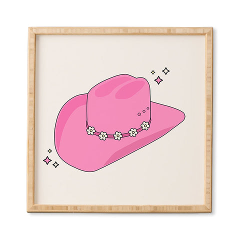 Daily Regina Designs Cowboy Hat Print Pink Framed Wall Art