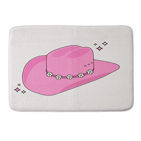 Daily Regina Designs Cowboy Hat Print Pink Memory Foam Bath Mat