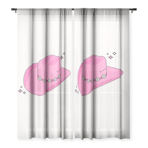 Daily Regina Designs Cowboy Hat Print Pink Sheer Non Repeat