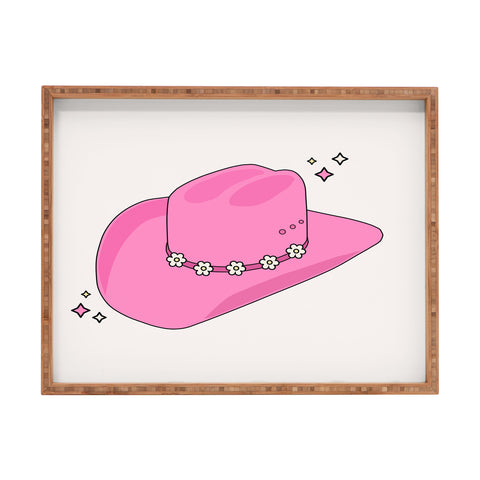 Daily Regina Designs Cowboy Hat Print Pink Rectangular Tray