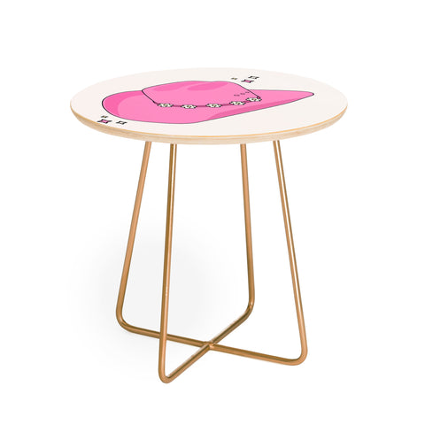 Daily Regina Designs Cowboy Hat Print Pink Round Side Table