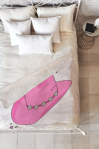 Daily Regina Designs Cowboy Hat Print Pink Fleece Throw Blanket
