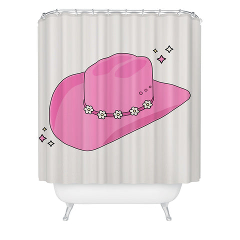 Daily Regina Designs Cowboy Hat Print Pink Shower Curtain