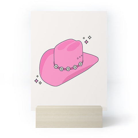 Daily Regina Designs Cowboy Hat Print Pink Mini Art Print