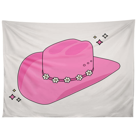 Daily Regina Designs Cowboy Hat Print Pink Tapestry