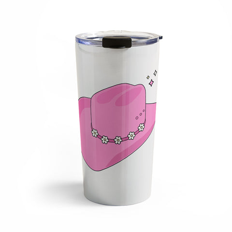 Daily Regina Designs Cowboy Hat Print Pink Travel Mug
