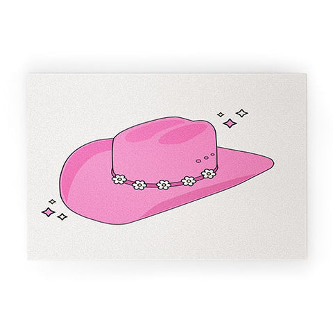Daily Regina Designs Cowboy Hat Print Pink Welcome Mat