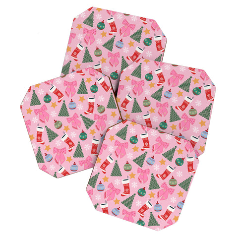 Daily Regina Designs Cute Christmas Pink Coaster Set