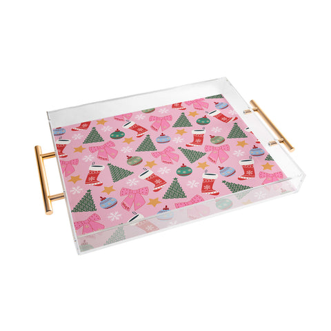 Daily Regina Designs Cute Christmas Pink Acrylic Tray