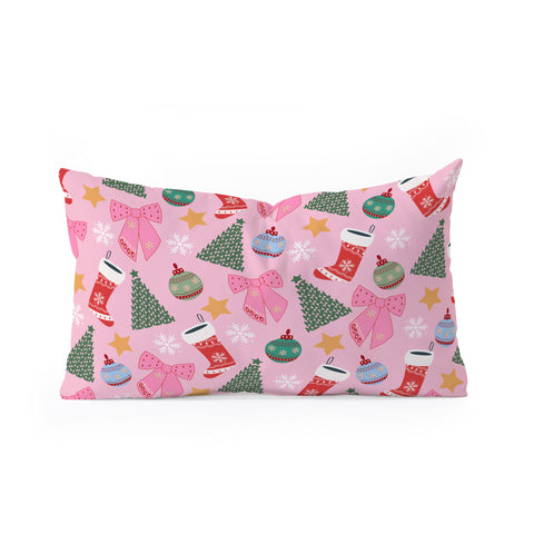 Daily Regina Designs Cute Christmas Pink Oblong Throw Pillow