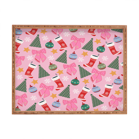Daily Regina Designs Cute Christmas Pink Rectangular Tray